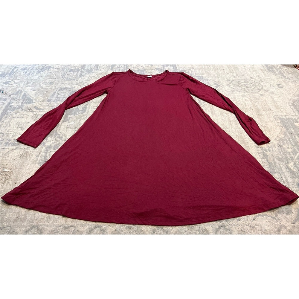 New Old Navy womens long sleeve knit T Shirt dress Size Medium Crimson Red‎